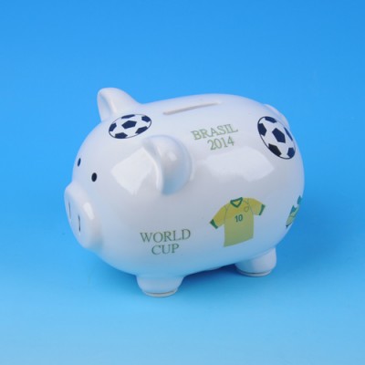 Lovely pig ceramic piggy banks with football decal