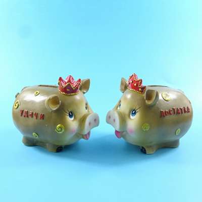 Decorative pig shaped resin money box for kids souvenirs