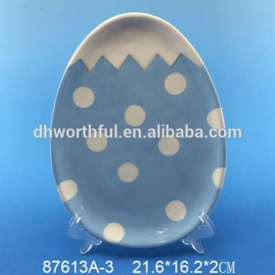 New design Easter Ceramic candy Plate with egg shape